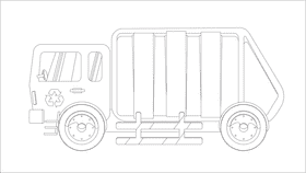 Garbage truck white black and white clipart
