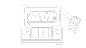 Old garbage truck black and white clipart