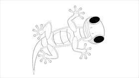 Gecko smiling black and white clipart