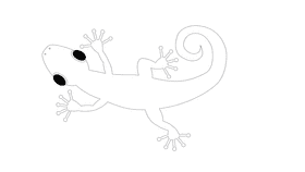 Gecko tail spiral black and white clipart
