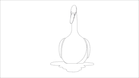 Swan lowered his head black and white clipart