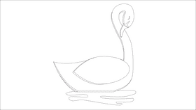 Swan sleeping black and white clipart