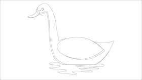 Swan swims black and white clipart