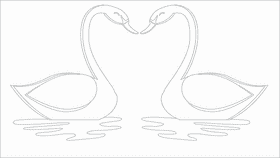 Two swans black and white clipart