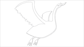 Swan flying black and white clipart