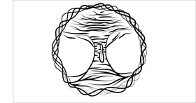 Tree of life in wreath black and white clipart