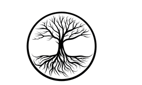 Tree of life in cricle black and white clipart