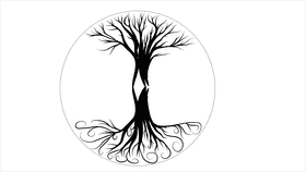 Tree of life in red cricle black and white clipart