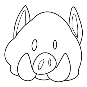 Cute cartoon boar head black and white clipart