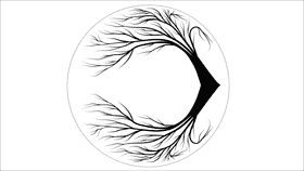 Tree of life tilted to the left black and white clipart