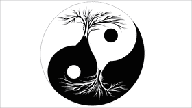 Tree of life Yin Yang black and white clipart