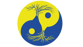 Tree of life Yin Yang yellow and blue clipart