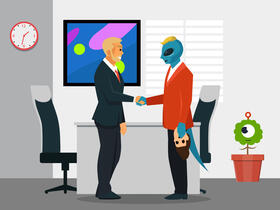 Alien and human deal vector
