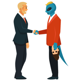 Alien human shaking hand clipart