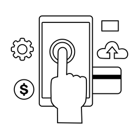 Fintech drawing black and white clipart