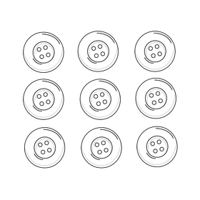 Sewing buttons colorful black and white clipart