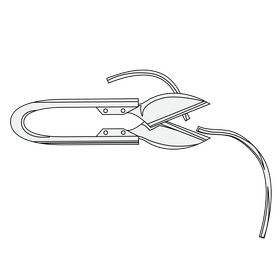 Yarn scissors drawing black and white clipart