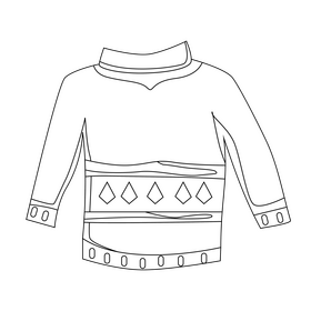 Knitted sweater drawing black and white clipart