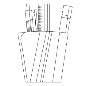 Pen holder drawing black and white clipart