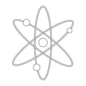 Atom science drawing black and white clipart