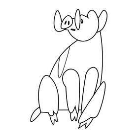 Cute boat sitting black and white clipart