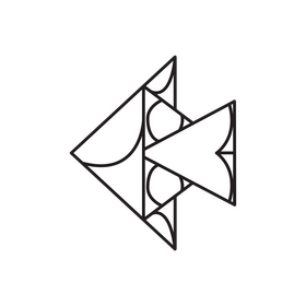 Origami fish drawing black and white clipart