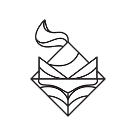 Origami fox drawing black and white clipart