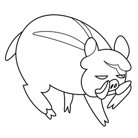 Boar animal cartoon black and white clipart