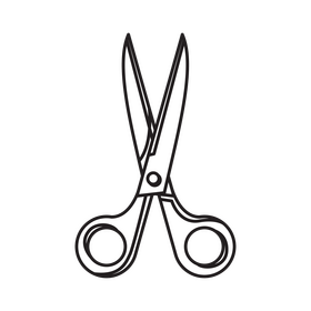 Scissors drawing black and white clipart