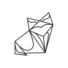 Origami wolf drawing black and white clipart