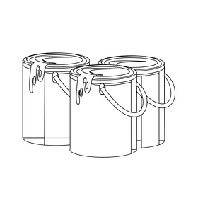 Paint cans drawing black and white clipart