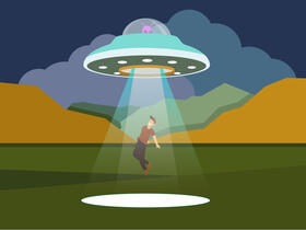 UFO catching human man vector