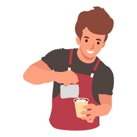 Barista making latte clipart
