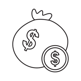 Money drawing black and white clipart