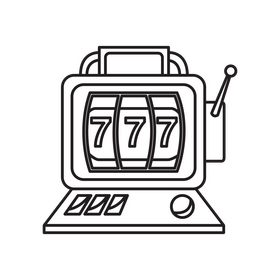 Slot machine drawing black and white clipart