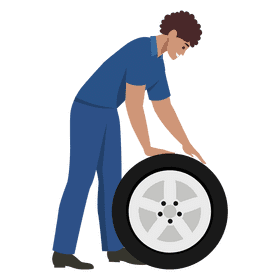 Mechanic rolling wheel clipart