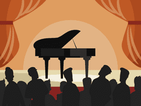 Classic piano on stage vector