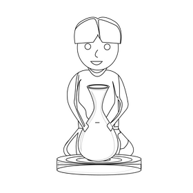 Ceramics potter drawing black and white clipart