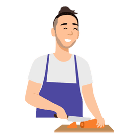 Man chopping carrot clipart