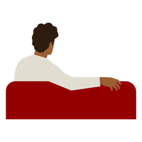 Man sitting at couch from behind clipart