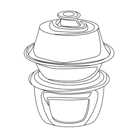 Clay pot drawing black and white clipart
