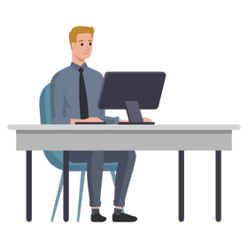 Man working computer clipart
