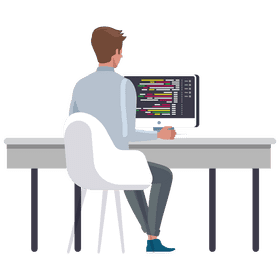 Man programmer working clipart