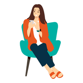 Woman playing phone clipart