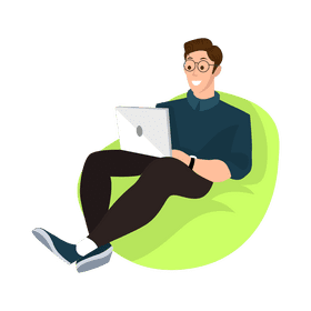 Man working on laptop clipart