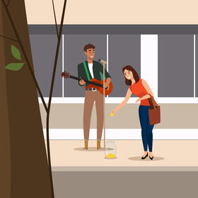 Street musician vector