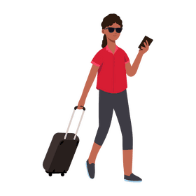 Woman traveller luggage clipart