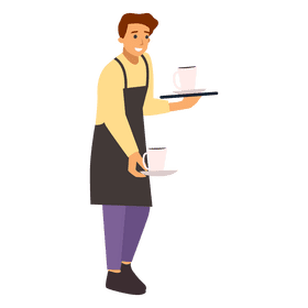 Waiter serving drinks clipart