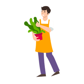 Man holding pot clipart