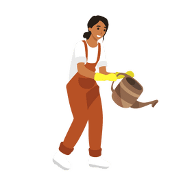 Woman watering plant clipart